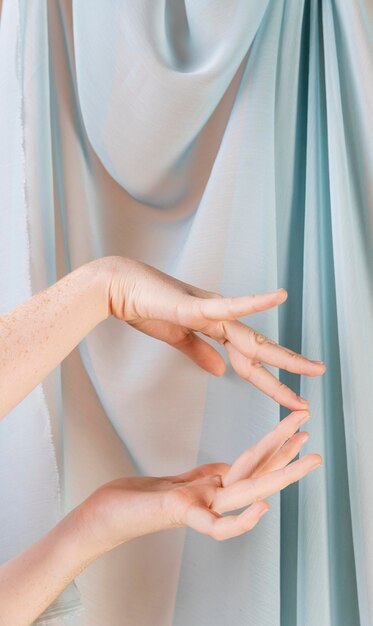 Young woman teaching sign language