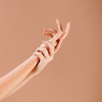 Young woman teaching sign language