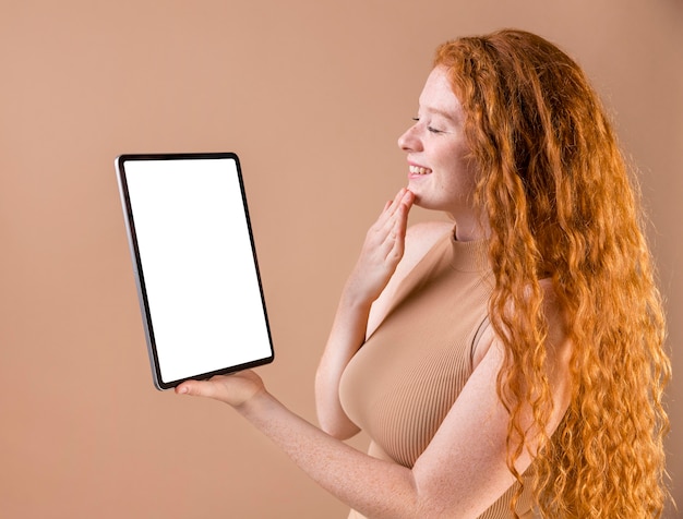 Young woman teaching sign language