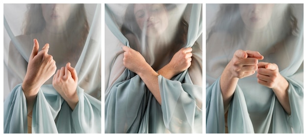 Young woman teaching sign language