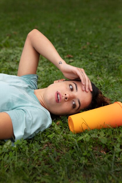 Young woman tolerating the heat wave