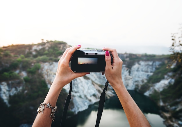 Free photo young woman traveler journey concept