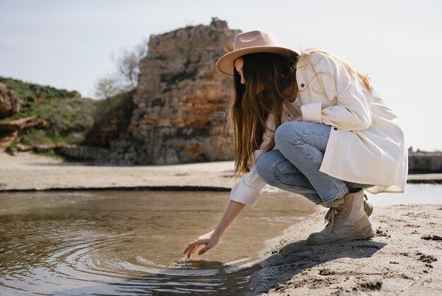 Young woman traveling by herself