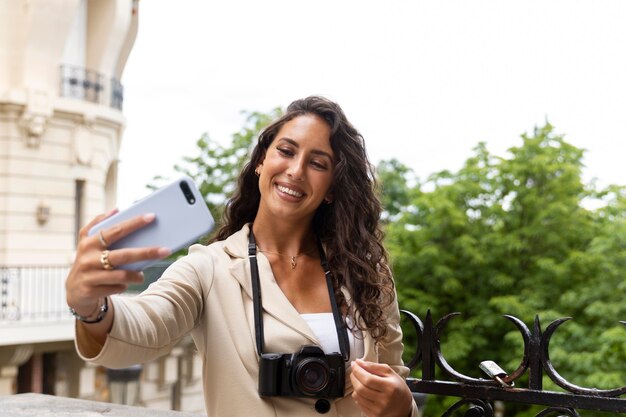 Young woman traveling and having fun in paris