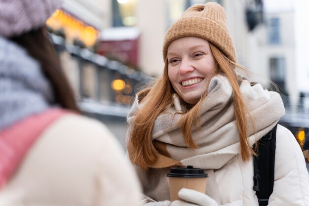 Young woman traveling trough the city