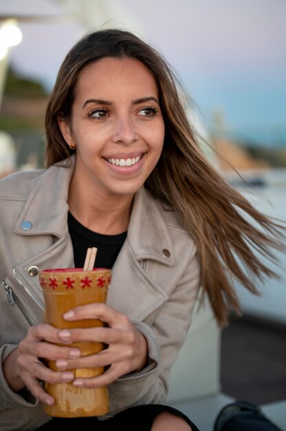 Young woman traveling without covid