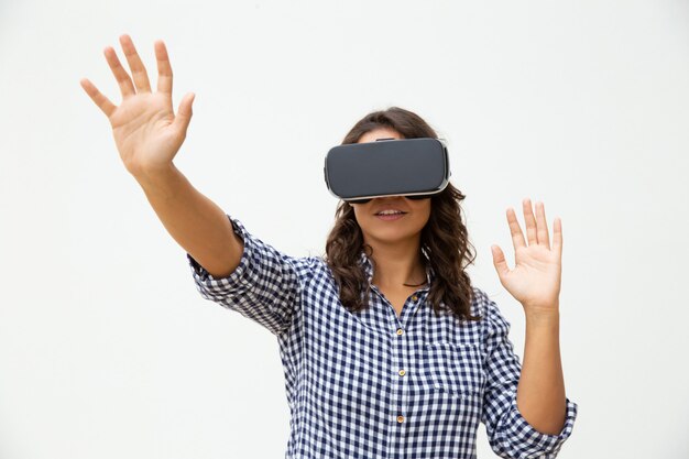 Young woman in VR headset