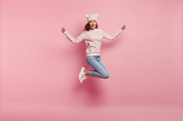 Young woman wearing funny hat