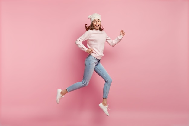 Young woman wearing funny hat