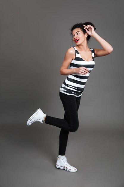 Young woman wearing striped shirt