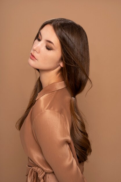 Young woman wearing a trendy hairstyle