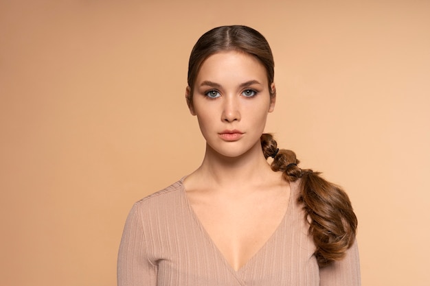 Young woman wearing a trendy hairstyle