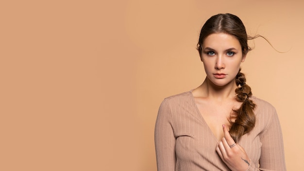 Young woman wearing a trendy hairstyle