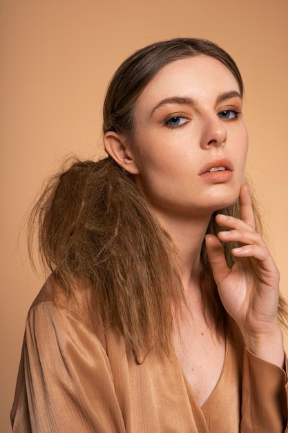 Young woman wearing a trendy hairstyle