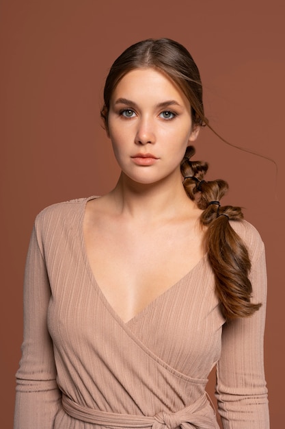 Young woman wearing a trendy hairstyle