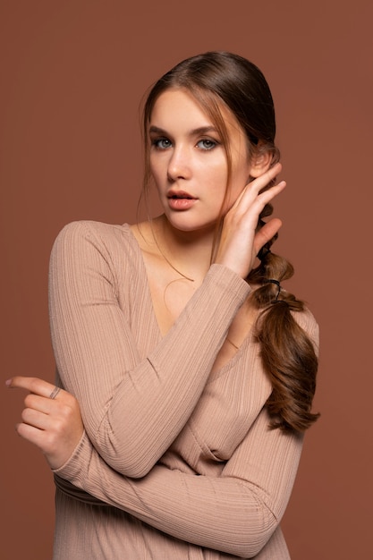 Young woman wearing a trendy hairstyle