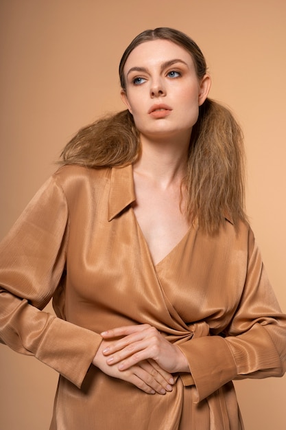 Young woman wearing a trendy hairstyle