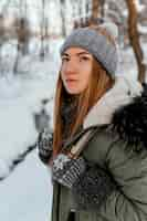 Free photo young woman on winter day