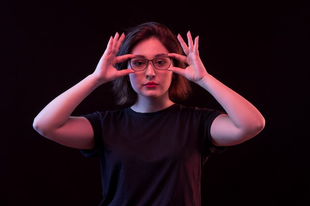 Young woman with black T-shirt