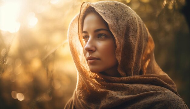 Young woman with brown hair in veil generated by AI