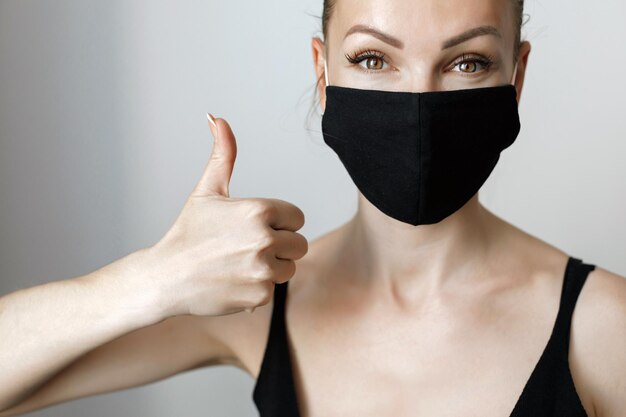 young woman with mask indoor