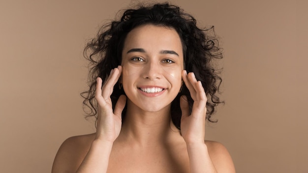 Free photo young woman with patches under her eyes