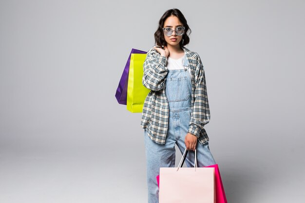 Young woman with shopping bags. Sales concept