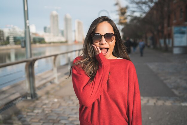 Young woman with surprise expression.