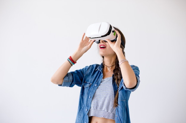 Young woman with VR glasses