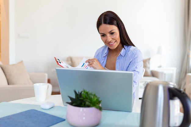 Free photo young woman worker sit at home office reading document or contract feel confused with bad news frustrated businesswoman stunned by received paperwork correspondence