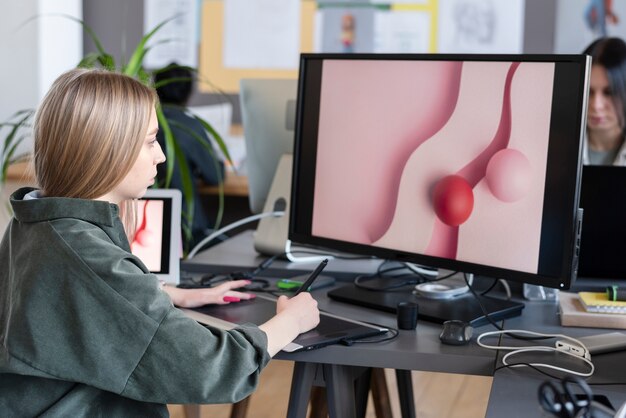 young woman working in an animation studio