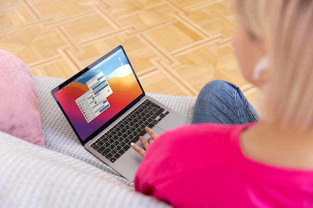 Free photo young woman working from home