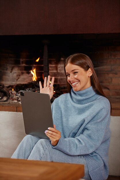 Young woman working from home