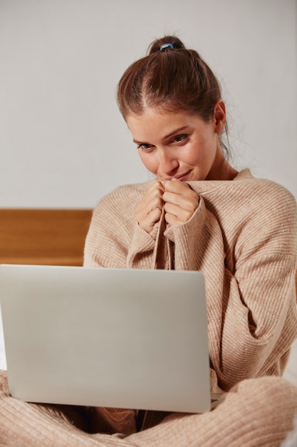 Young woman working from home