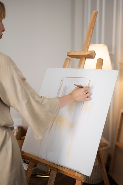 Young woman working in her worshop