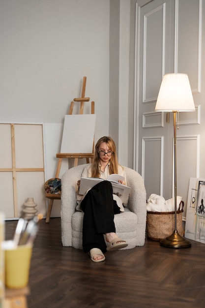 Young woman working in her worshop