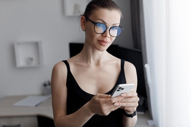 Young woman working at home covid