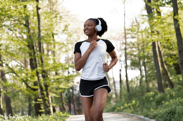 Free Photo young woman working out outdoors