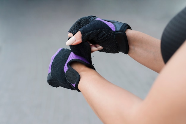 Young woman working out at the street