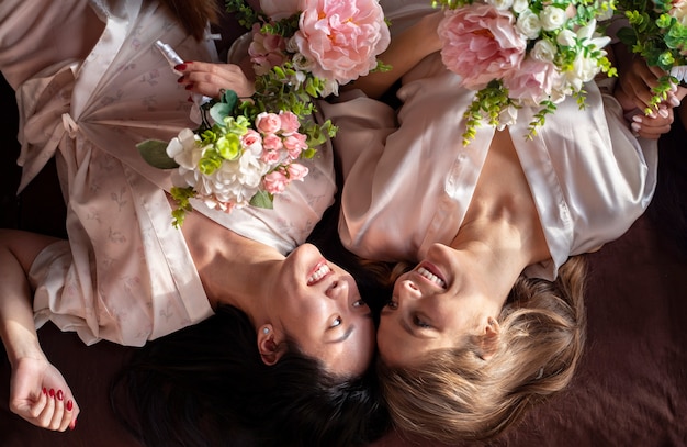 Young women enjoying bachelorette party