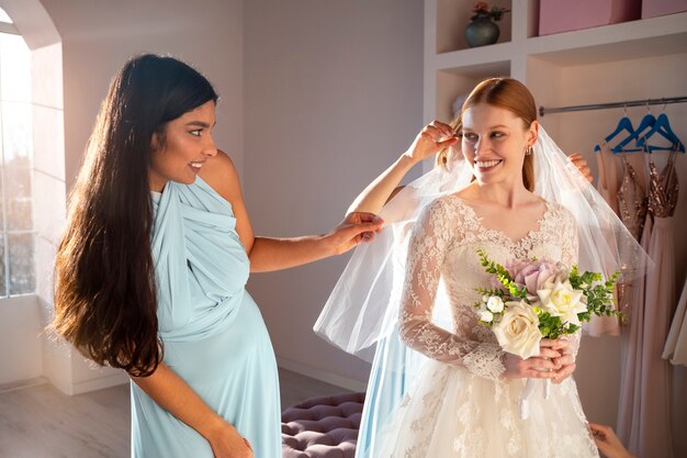 Young women enjoying bachelorette party