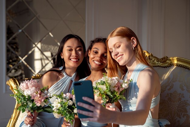 Young women enjoying bachelorette party