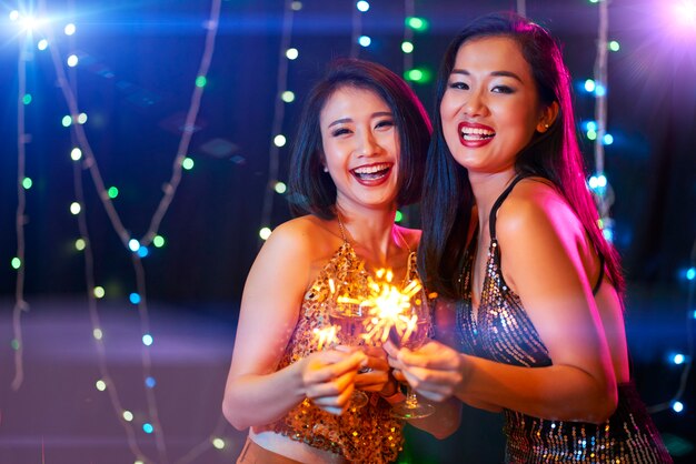 Young women enjoying party