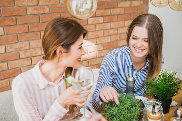 Young women hanging home chatting