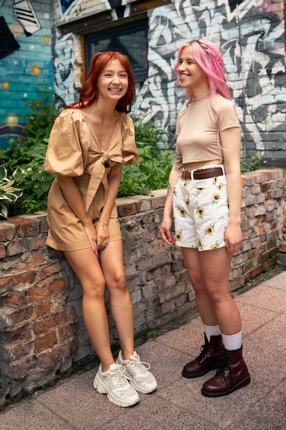 Young women having fun in summertime