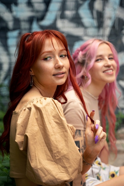 Young women having fun in summertime