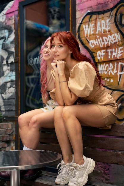 Young women having fun in summertime