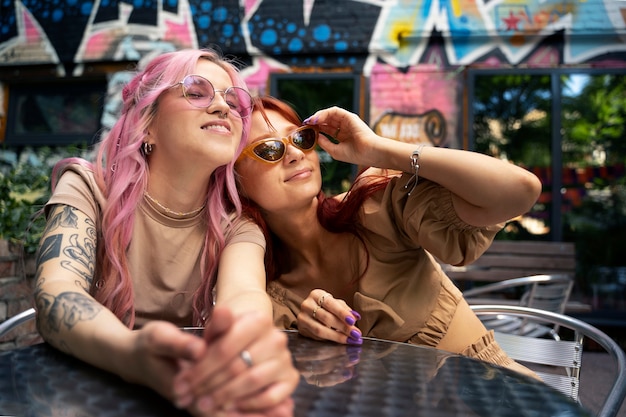 Young women having fun in summertime