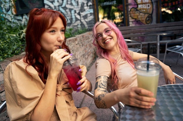 Young women having fun in summertime