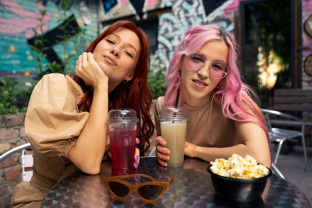 Young women having fun in summertime